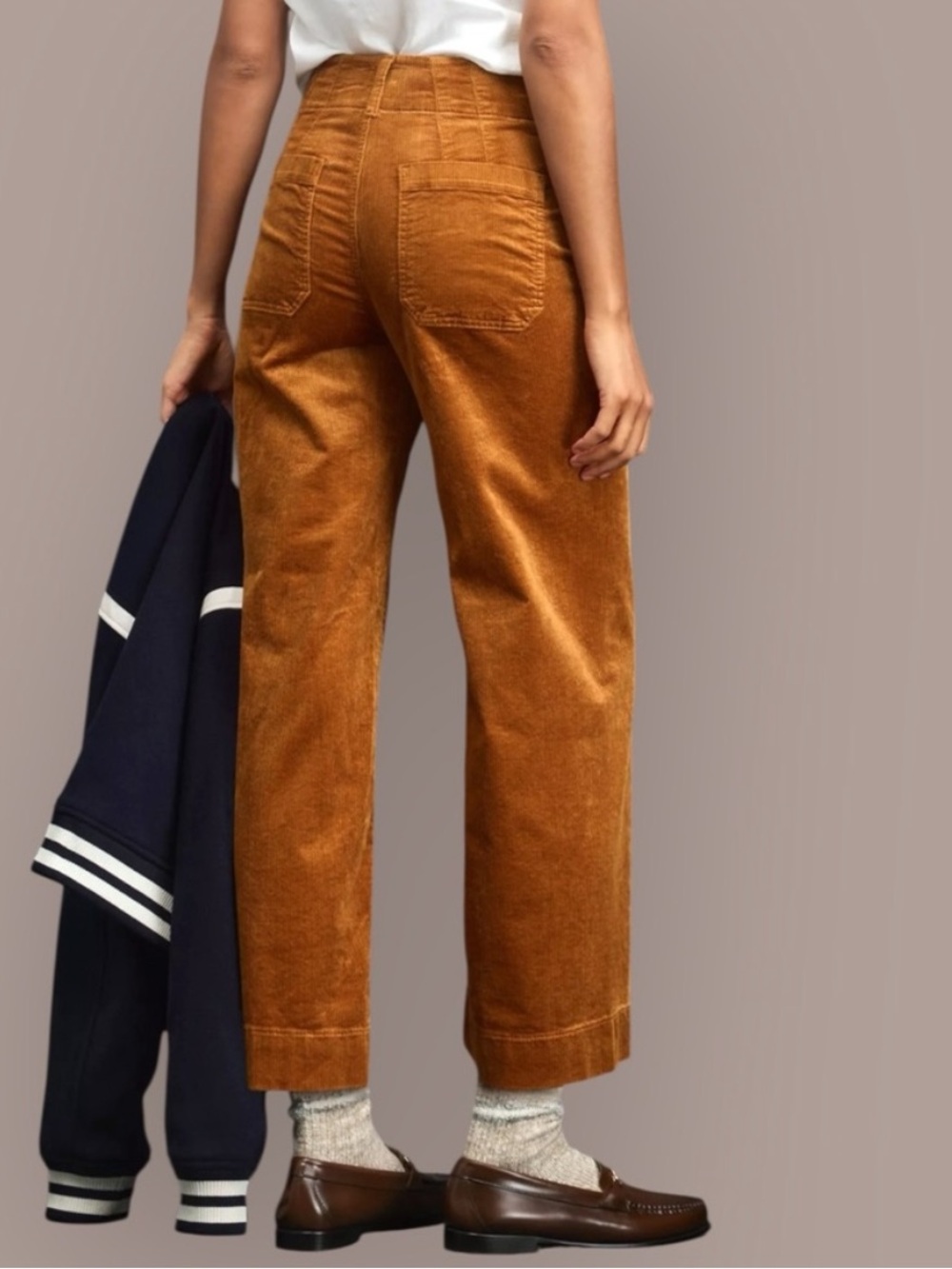 Anthropologie Maeve The Collette Wide Leg Crop Corduroy Pants Caramel— Size 27 - Picture 7 of 8